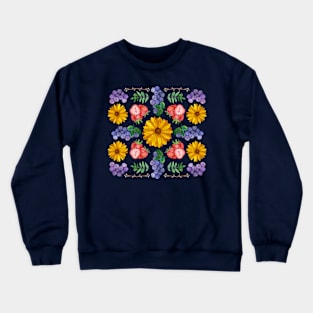 Strawberries Blueberries Sunflowers and Leaves Crewneck Sweatshirt